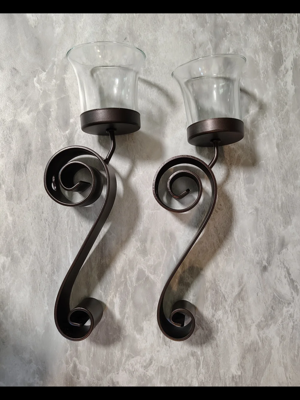 Better Homes And Gardens Bronze Scroll Votive Sconces with Clear Glass